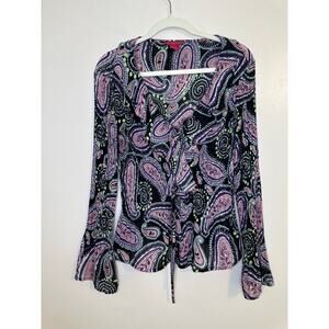 Vintage Y2K Sunny Leigh Bell Sleeve Phoebe Buffay Boho Flowy Top Size Large